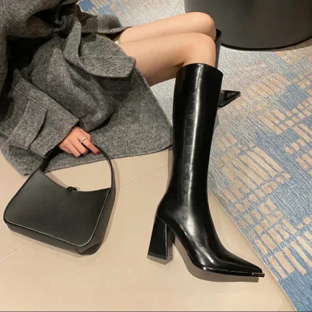 Sleek Black Heeled Boots